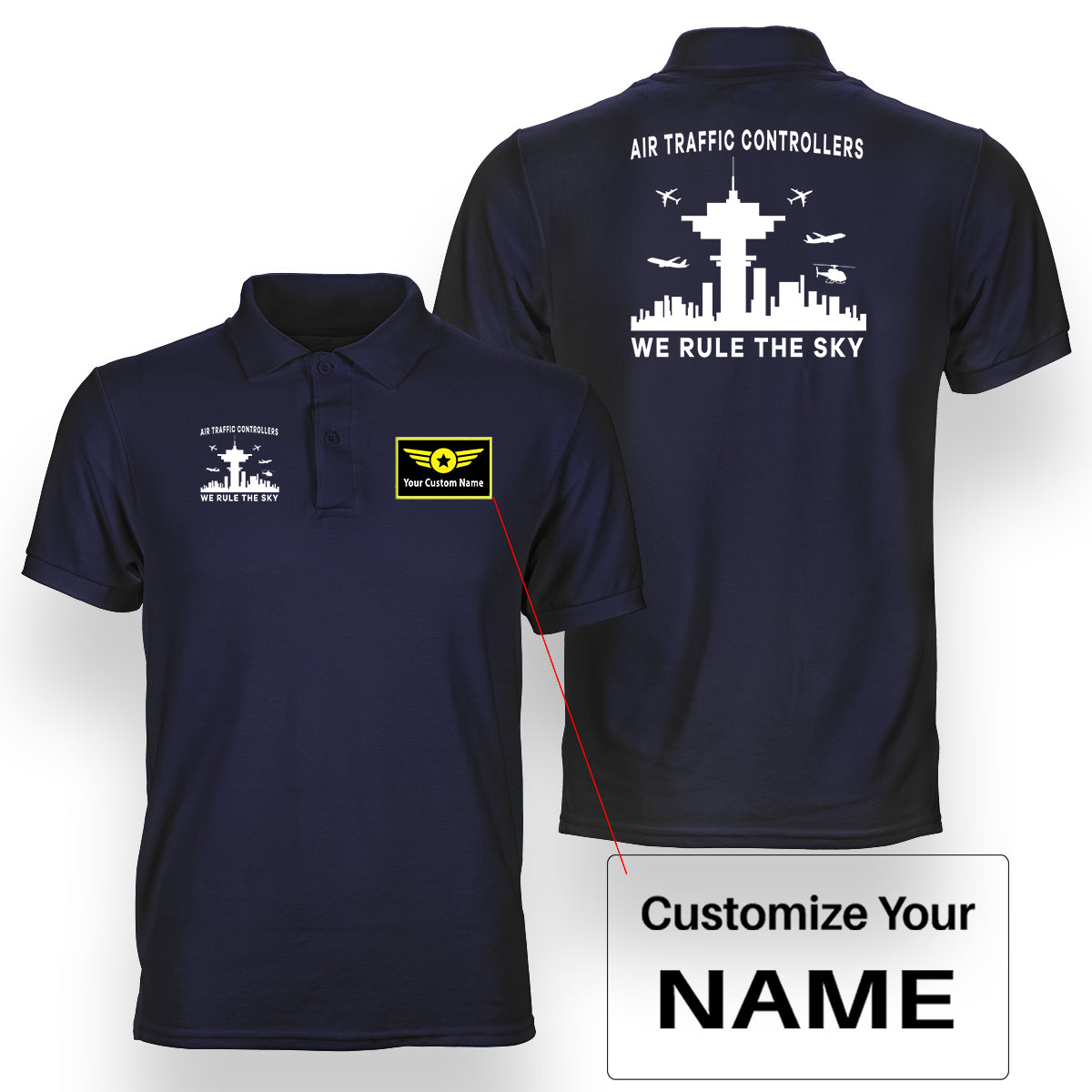 Air Traffic Controllers - We Rule The Sky Designed Double Side Polo T-Shirts