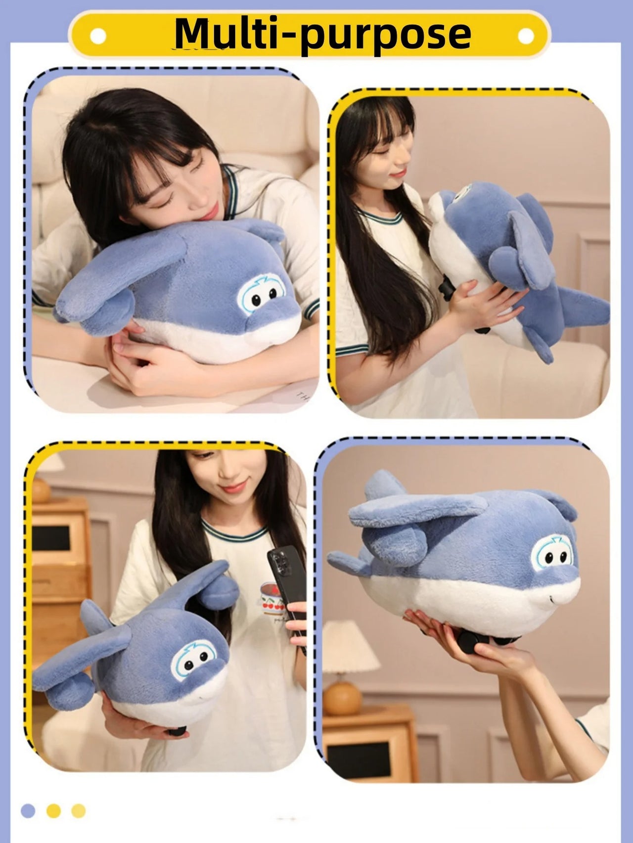Large Airplane Plush Toy With Wheels