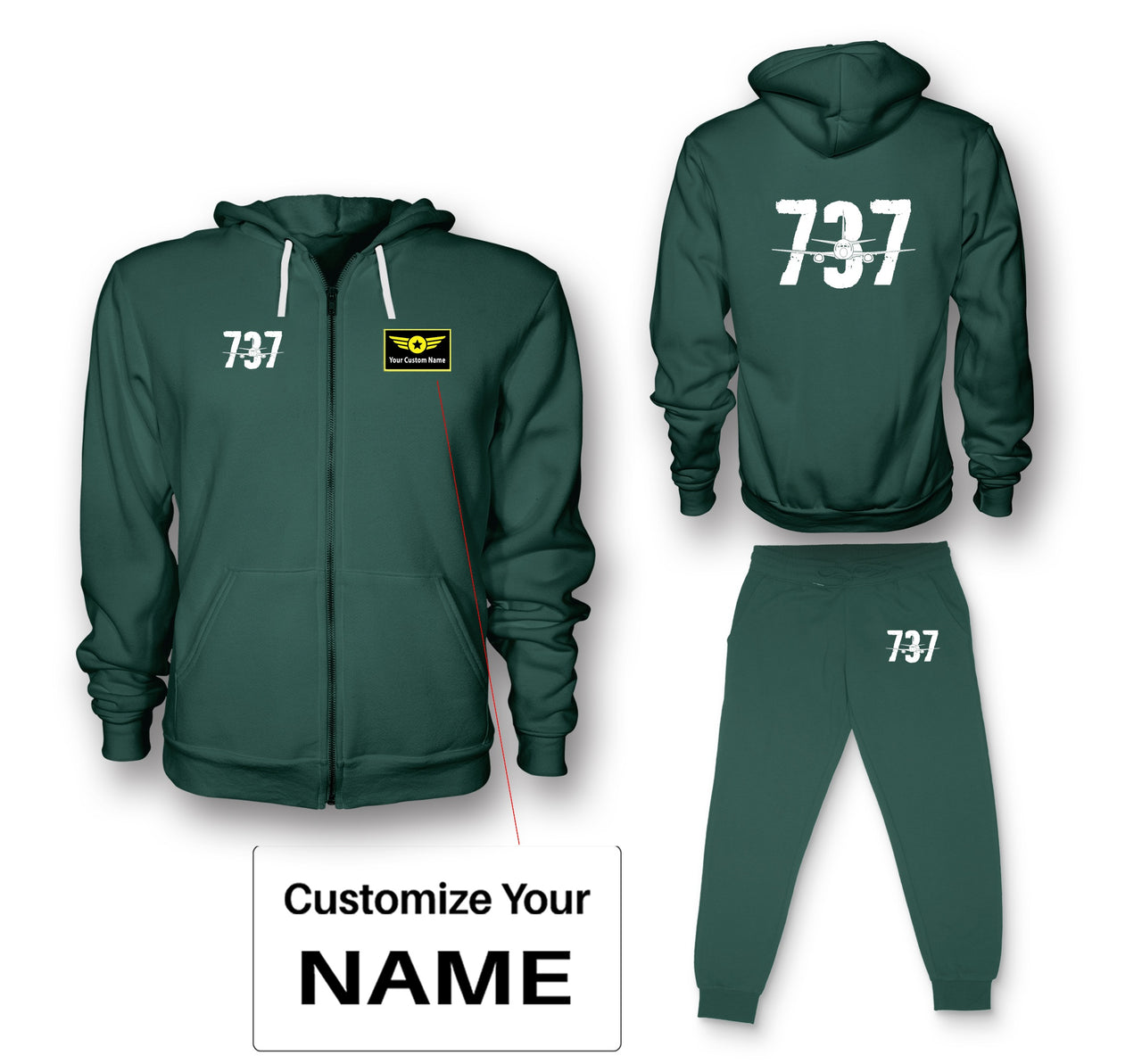 Boeing 737 Designed Designed Zipped Hoodies & Sweatpants Set