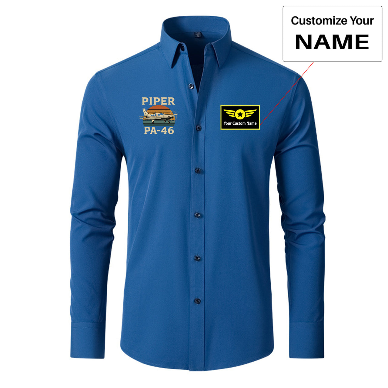 Retro Piper PA-46 Designed Long Sleeve Shirts