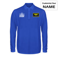 Thumbnail for Airbus A400M & Plane Designed Long Sleeve Polo T-Shirts