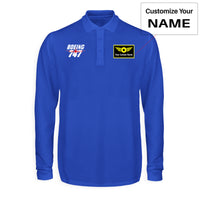 Thumbnail for Amazing Boeing 747 Designed Long Sleeve Polo T-Shirts