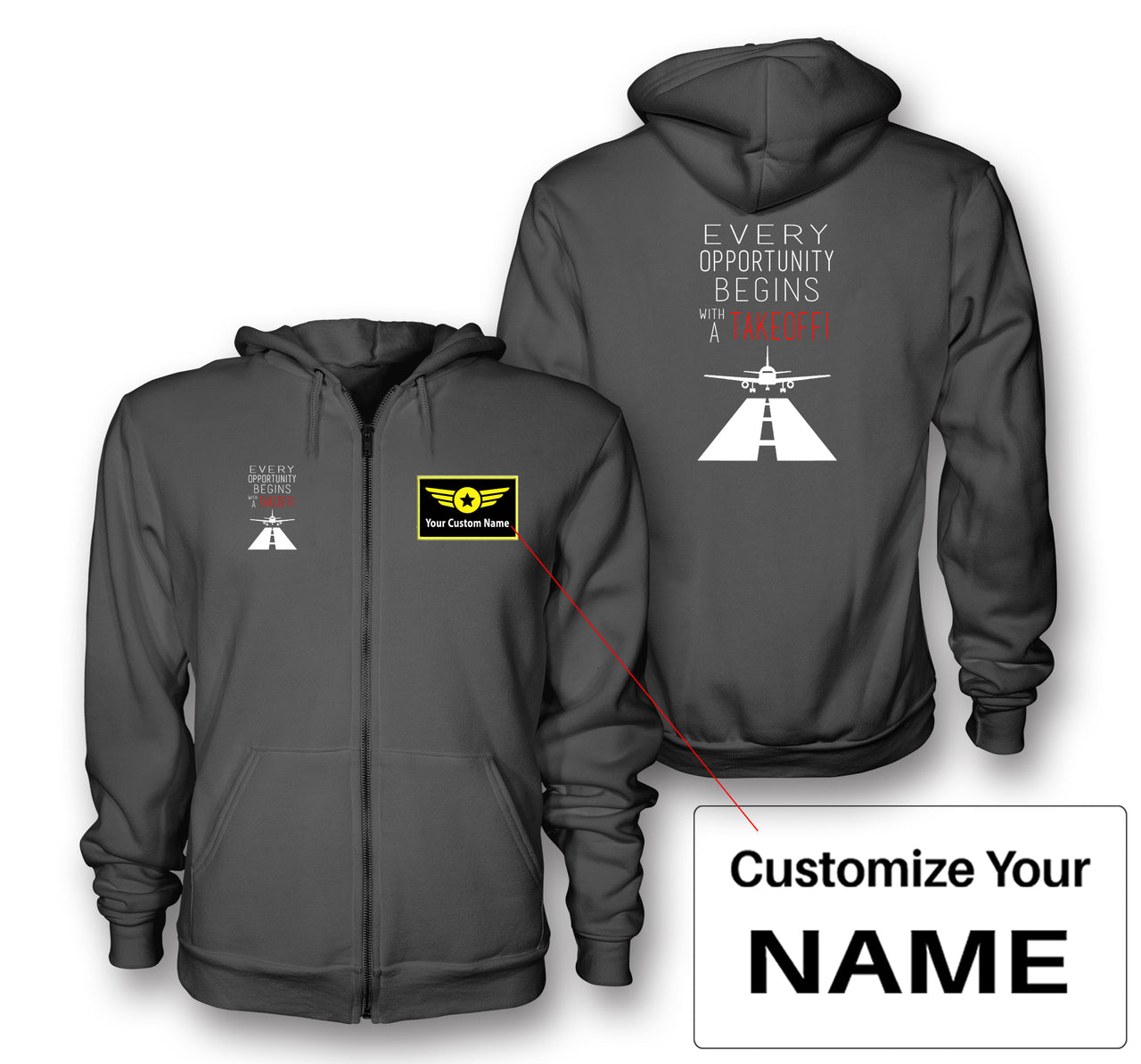 Every Opportunity Designed Zipped Hoodies