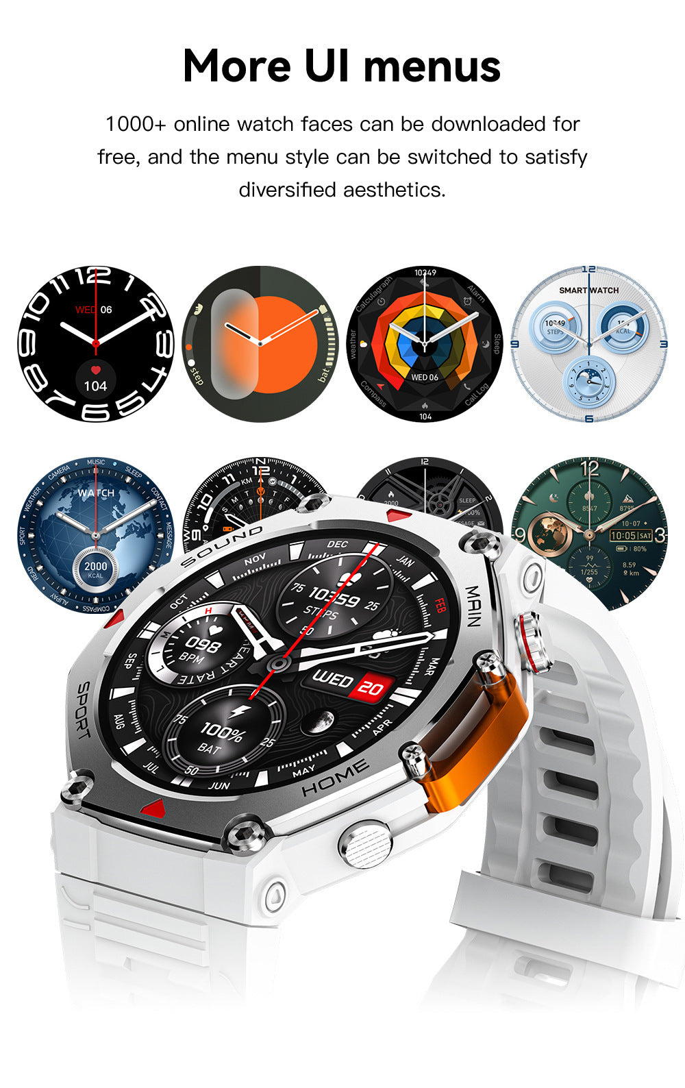 Rugged Military Smartwatch: Men's Outdoor Sports Watch with GPS Tracking, 5ATM Waterproof & HD Bluetooth Calls