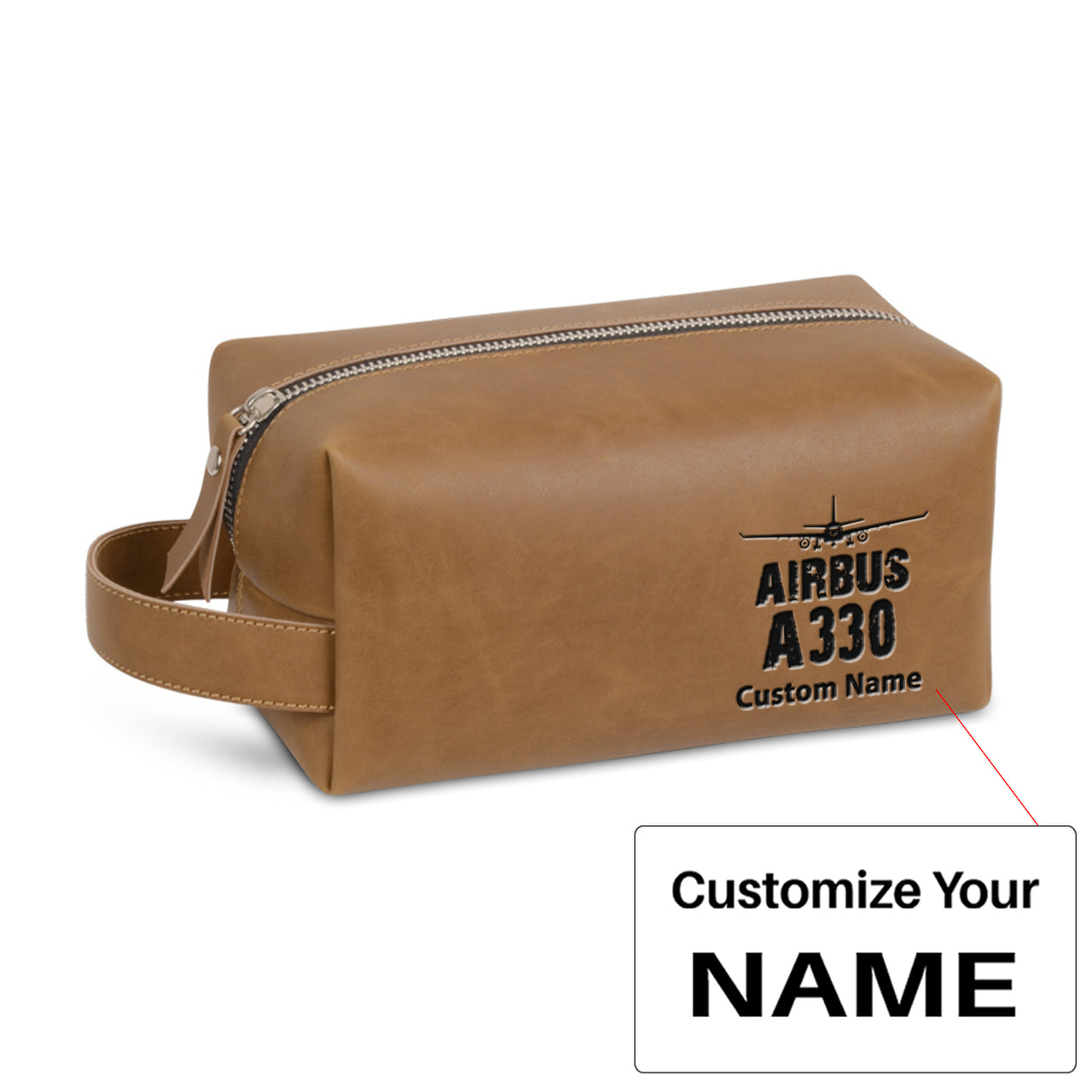 Airbus A330 & Plane Designed Leather Clutch Toiletry Bag