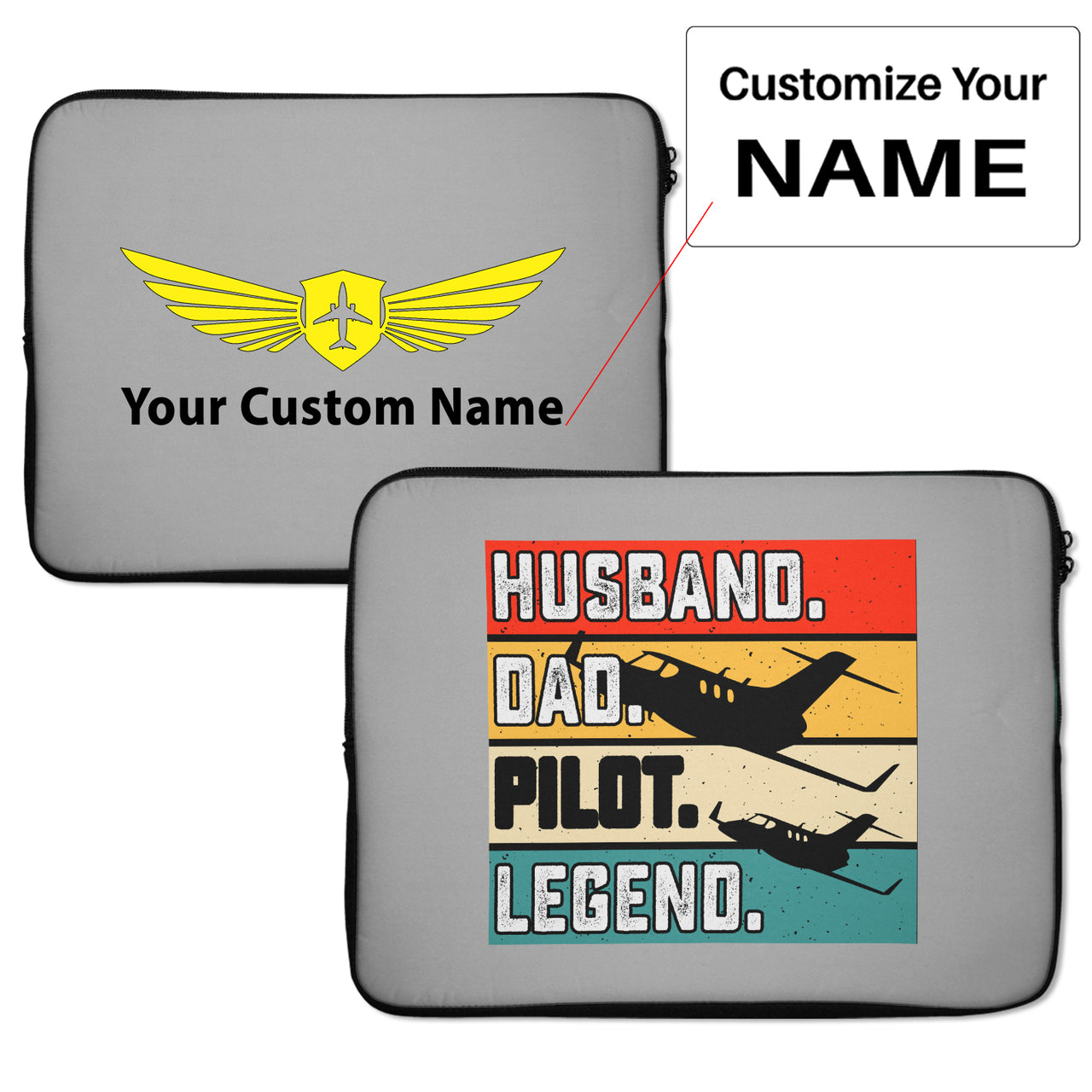Husband & Dad & Pilot & Legend Designed Laptop & Tablet Cases