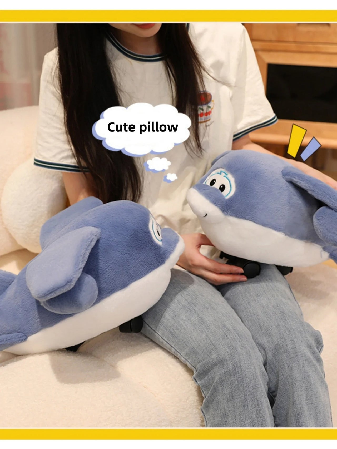 Large Airplane Plush Toy With Wheels