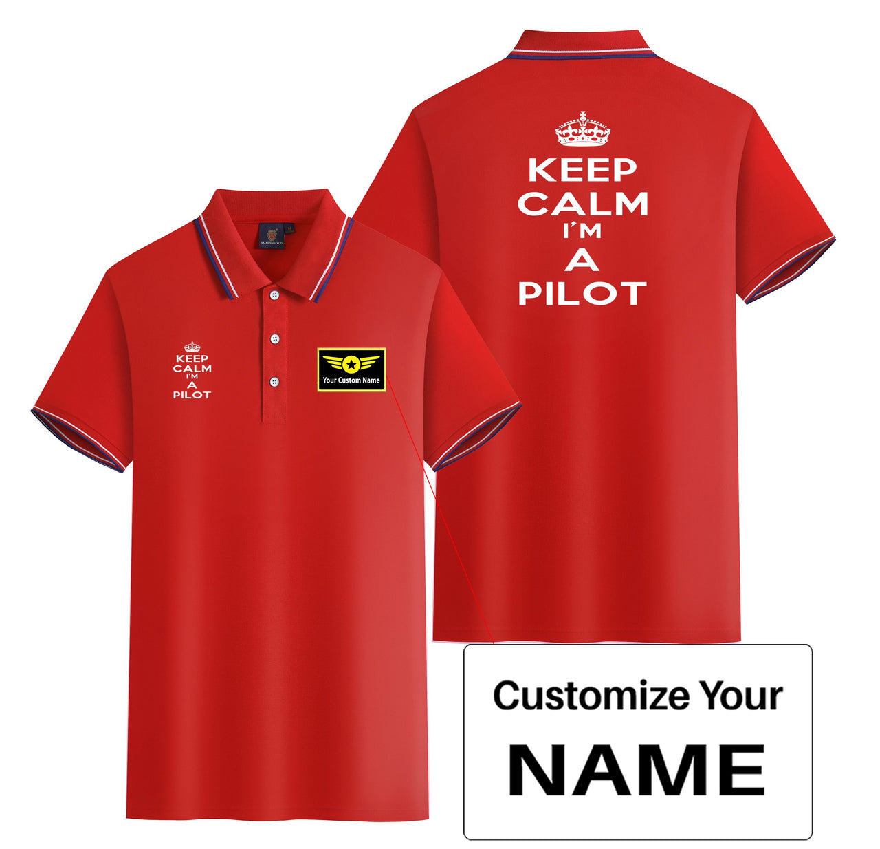 Keep Calm I'm a Pilot Designed Stylish Polo T-Shirts (Double-Side)