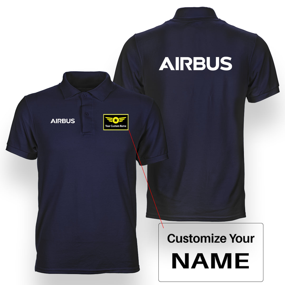 Airbus & Text Designed Double Side Polo T-Shirts