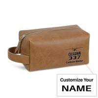 Thumbnail for Cessna 337 & Plane Designed Leather Clutch Toiletry Bag