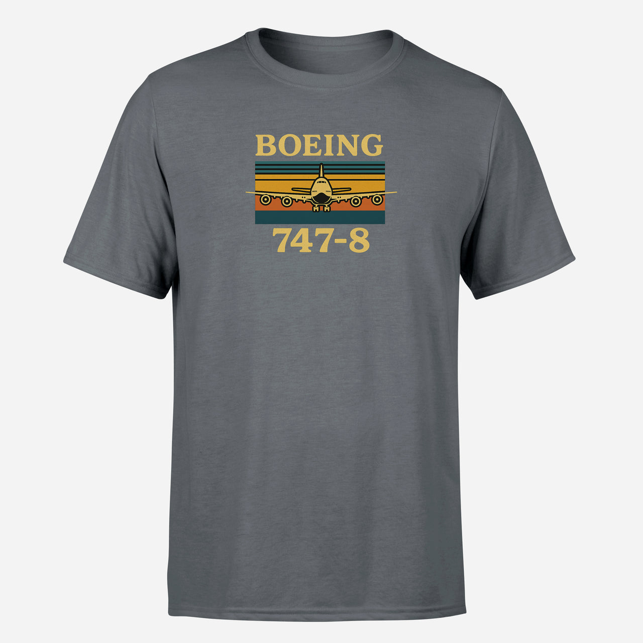 Retro Boeign 747-8 Design Super Quality T-Shirts