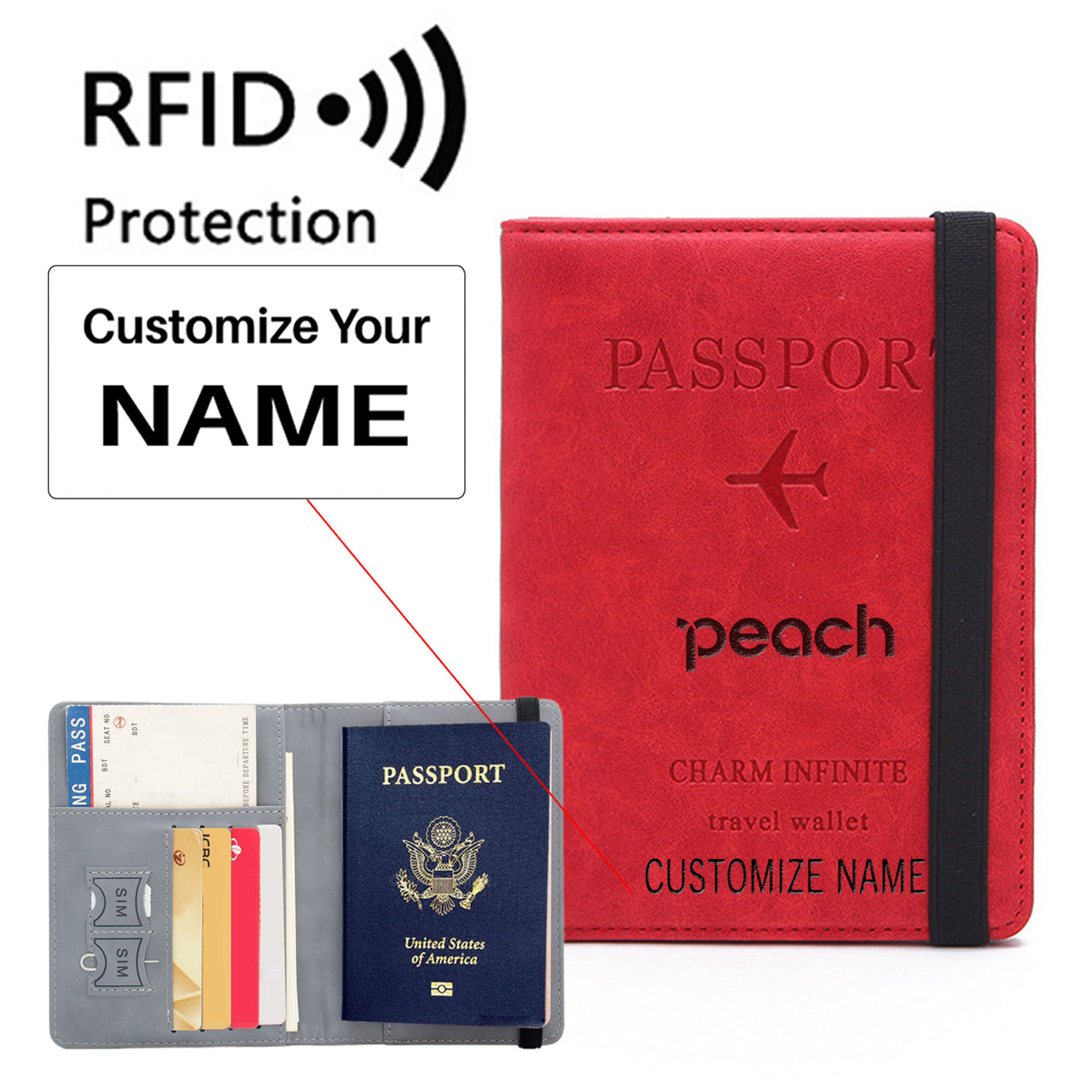 Peach Airlines Designed Passport Cover Travel Wallet Passport Holder