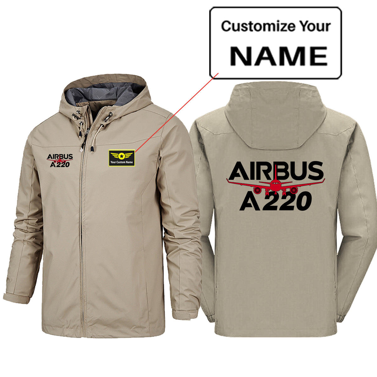 Amazing Airbus A220 Designed Rain Jackets & Windbreakers