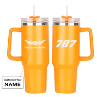Thumbnail for 787 Flat Text Designed 40oz Stainless Steel Car Mug With Holder