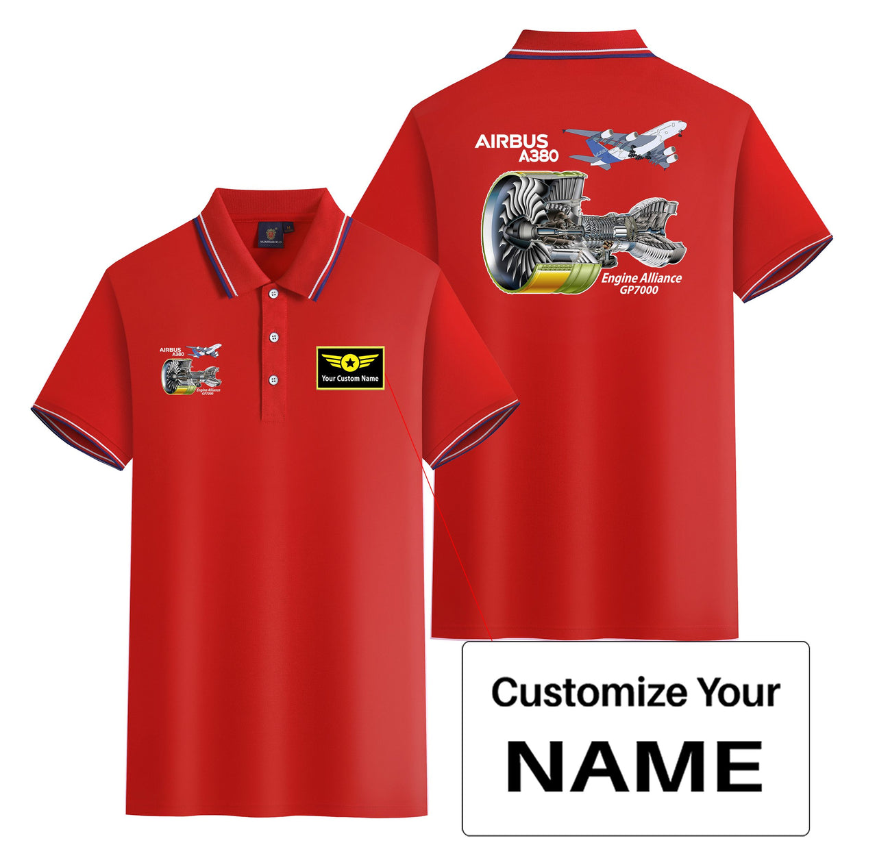 Airbus A380 & GP7000 Engine Designed Stylish Polo T-Shirts (Double-Side)