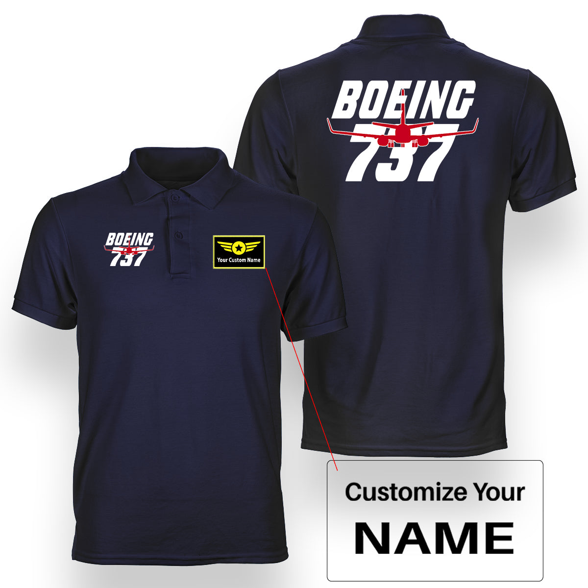 Amazing Boeing 737 Designed Double Side Polo T-Shirts