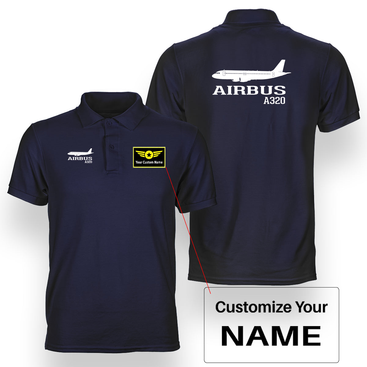 Airbus A320 Printed Designed Double Side Polo T-Shirts