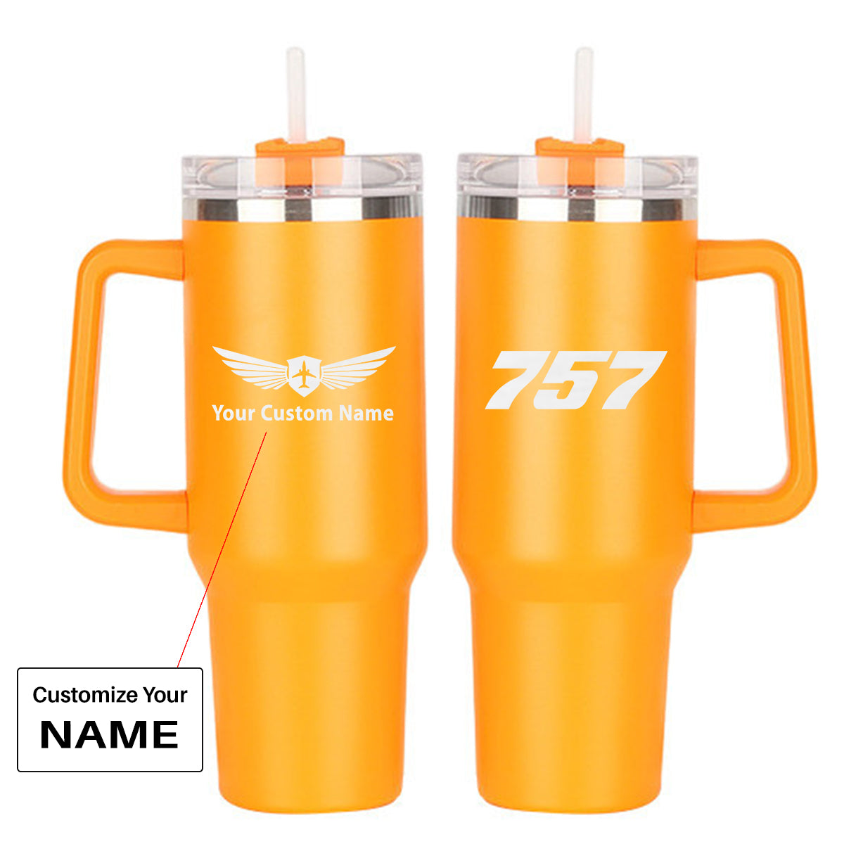 757 Flat Text Designed 40oz Stainless Steel Car Mug With Holder