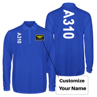 Thumbnail for A310 Text Designed Long Sleeve Polo T-Shirts (Double-Side)