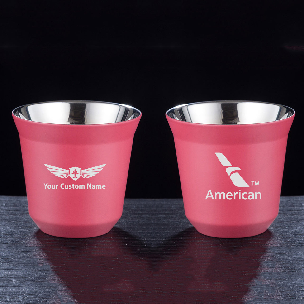 American Airlines Designed Double Wall Stainless Steel Coffee Mugs