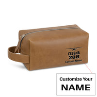 Thumbnail for Cessna 208 & Plane Designed Leather Clutch Toiletry Bag