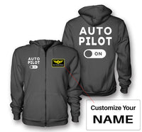 Thumbnail for Auto Pilot ON Designed Zipped Hoodies