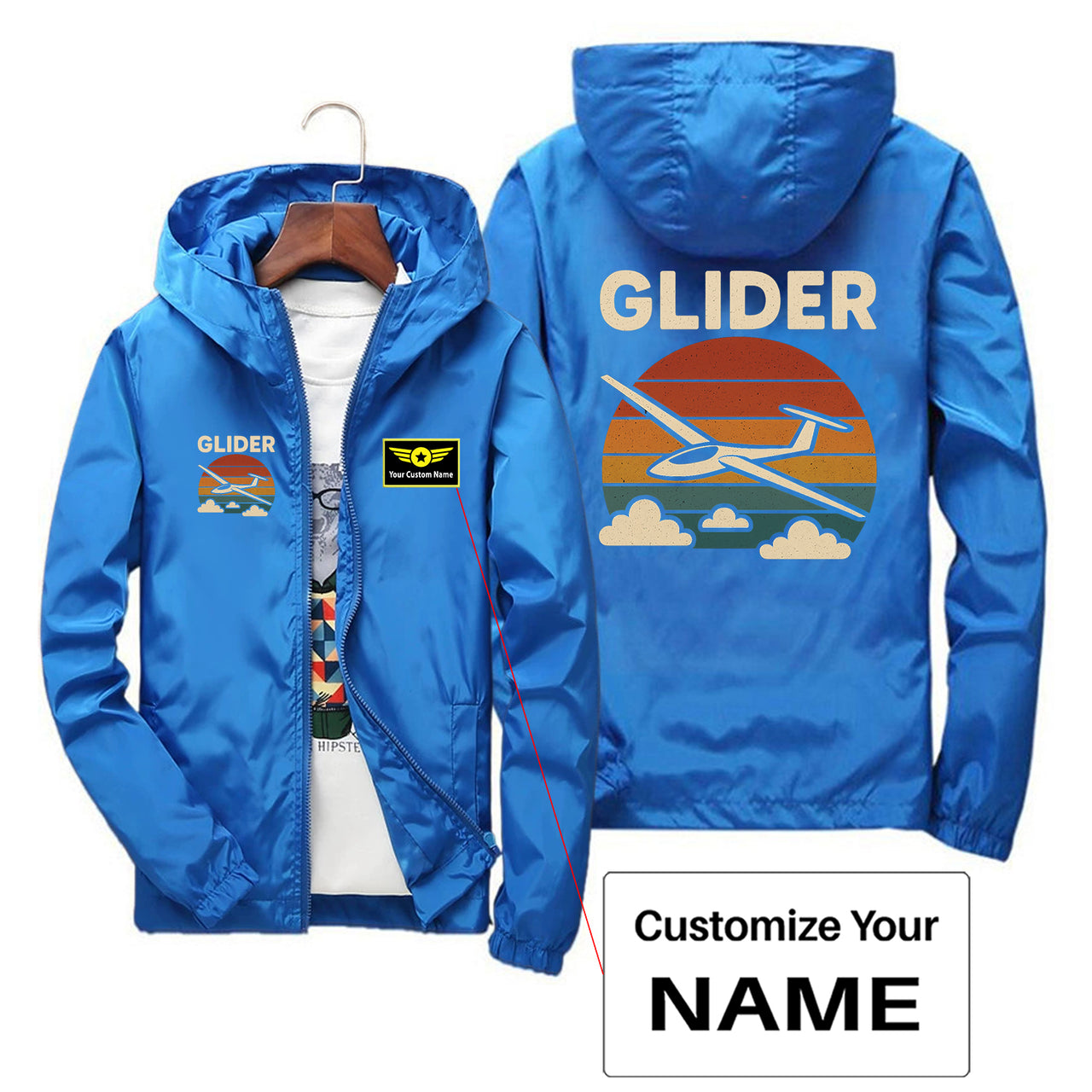 Retro I Love Gliding Designed Thin Windbreaker Jackets