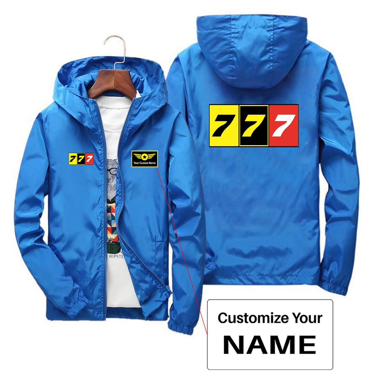 Flat Colourful 777 Designed Thin Windbreaker Jackets