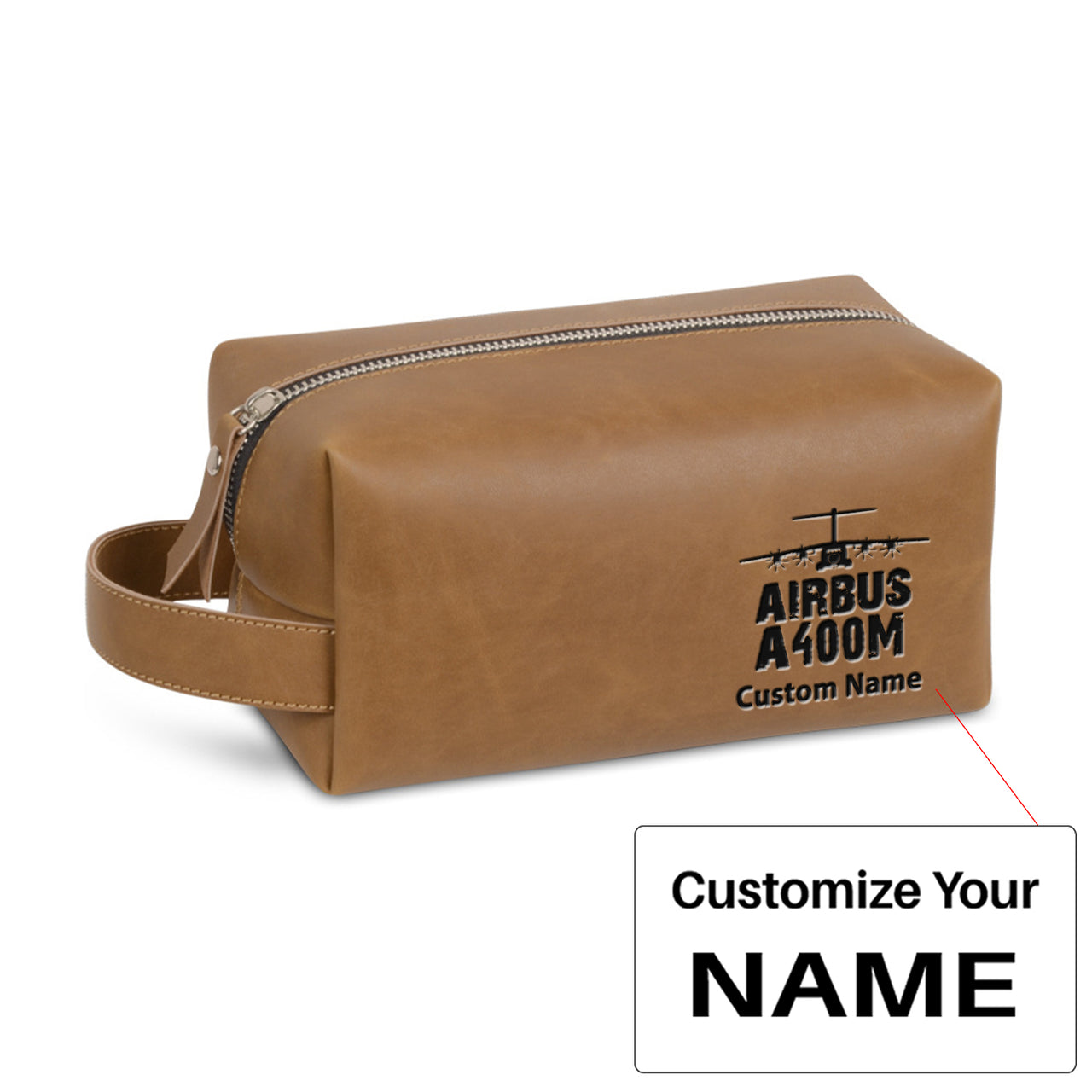 Airbus A400M & Plane Designed Leather Clutch Toiletry Bag