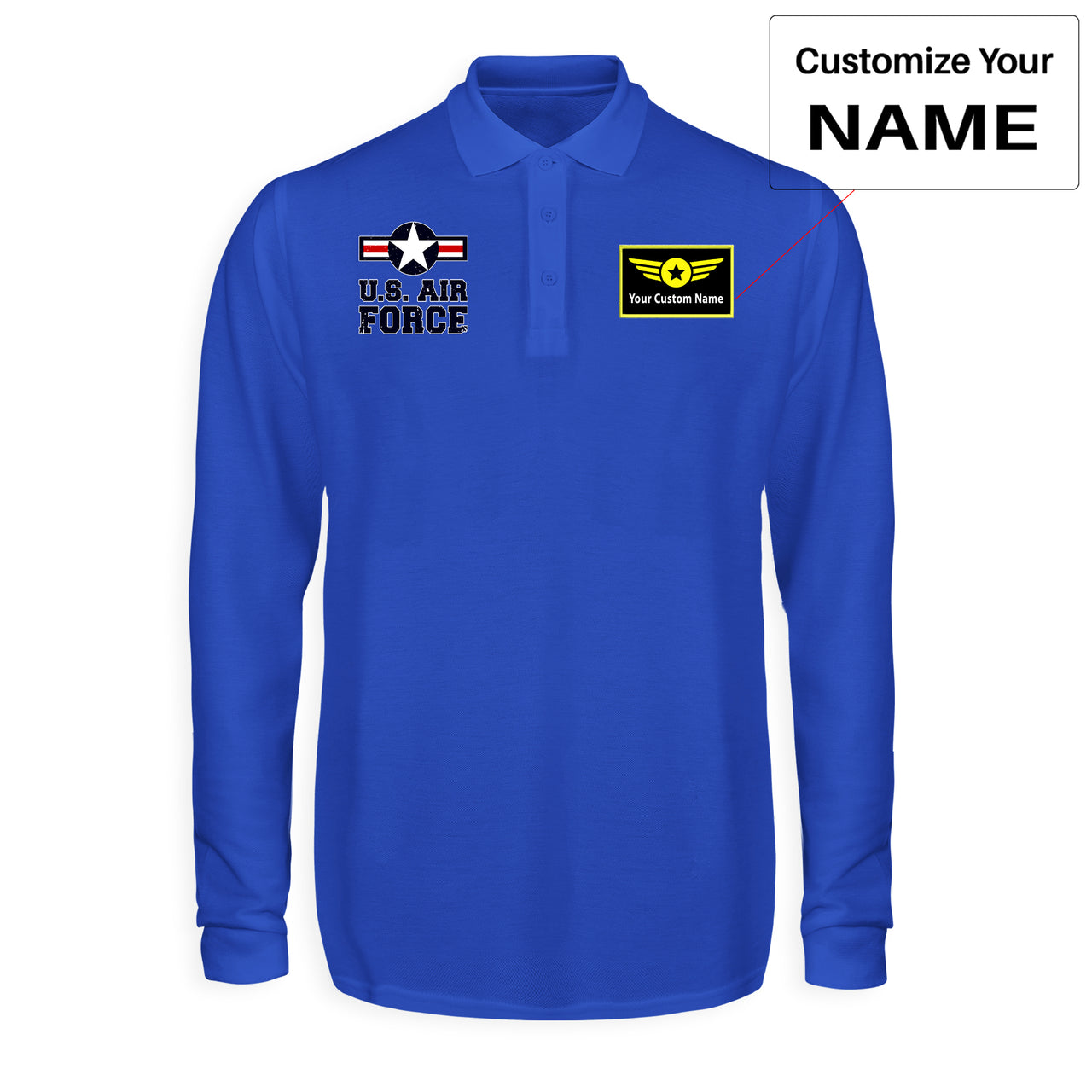US Air Force Designed Long Sleeve Polo T-Shirts