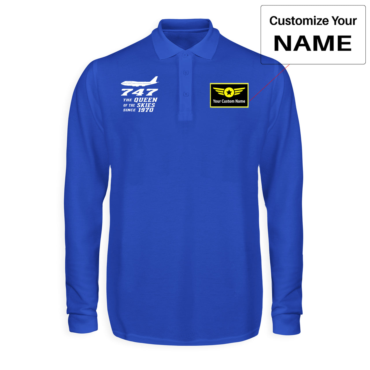 Boeing 747 - Queen of the Skies (2) Designed Long Sleeve Polo T-Shirts