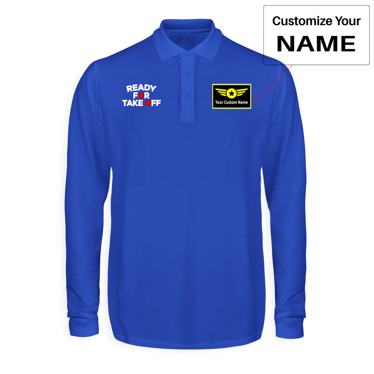 Ready For Takeoff Designed Long Sleeve Polo T-Shirts