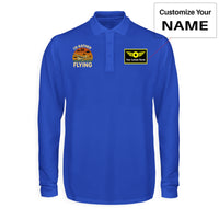 Thumbnail for Retro I'D Rather Be Flying Designed Long Sleeve Polo T-Shirts