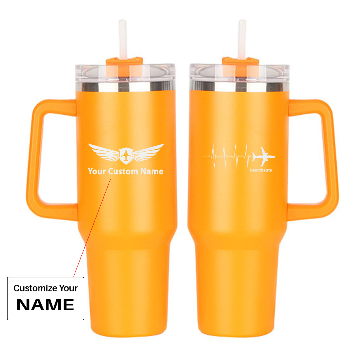 Aviation Heartbeats Designed 40oz Stainless Steel Car Mug With Holder