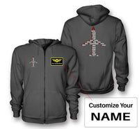 Thumbnail for Airplane Shape Aviation Alphabet Designed Zipped Hoodies