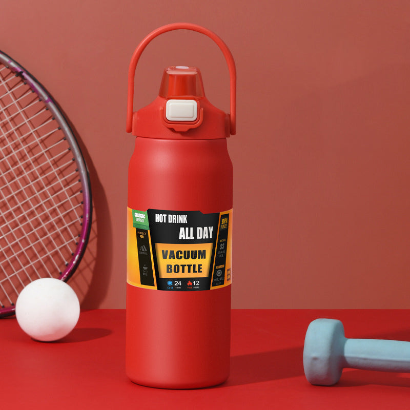 Portable Thermos with Straw Outdoor Sport 304 Stainless Steel Thermal Mug Tumbler Travel Outdoor Vacuum Flasks Hot Water Bottle