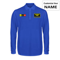 Thumbnail for Eat Sleep Fly (Colourful) Designed Long Sleeve Polo T-Shirts