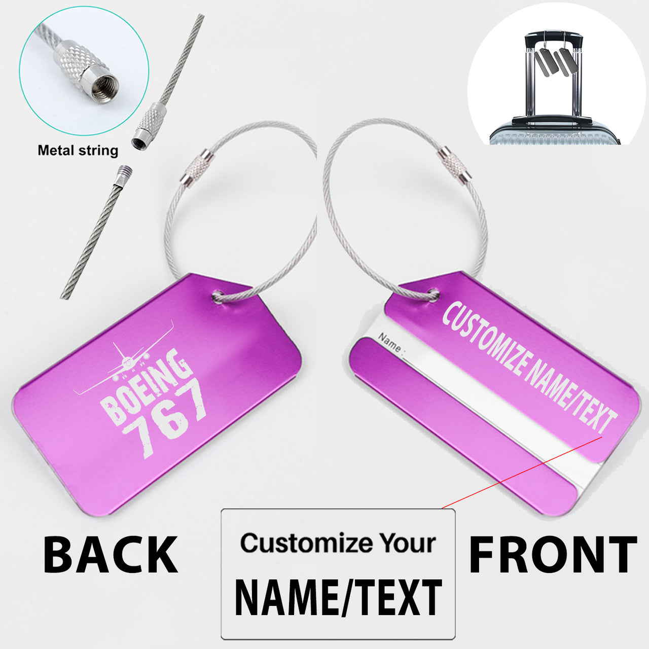 Boeing 767 & Plane Designed Fashion Metal Luggage Tags