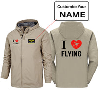Thumbnail for I Love Flying Designed Rain Jackets & Windbreakers