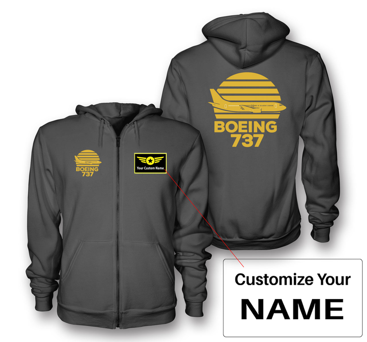 Retro Boeing 737 Designed Zipped Hoodies