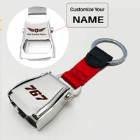 Thumbnail for 767 Flat Text Designed Airplane Seat Belt Key Chains