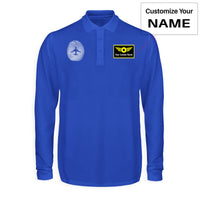 Thumbnail for Aviation Finger Print Designed Long Sleeve Polo T-Shirts
