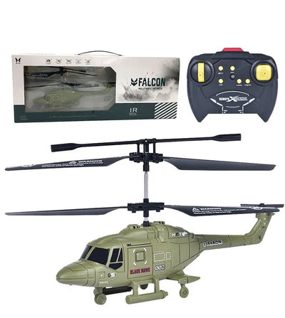 Side view of 2.5CH Army Green-Style RC Drone/Helicopter (USB Rechargeable, LED) aviation RC model in durable ABS plastic with.