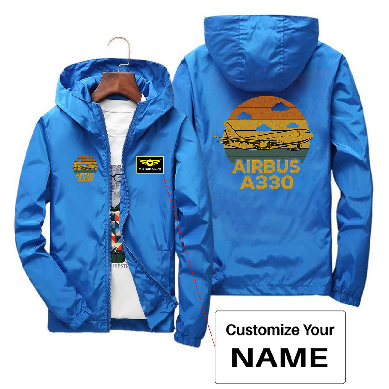 Retro Airbus A330 Designed Thin Windbreaker Jackets