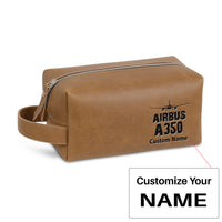 Thumbnail for Airbus A350 & Plane Designed Leather Clutch Toiletry Bag