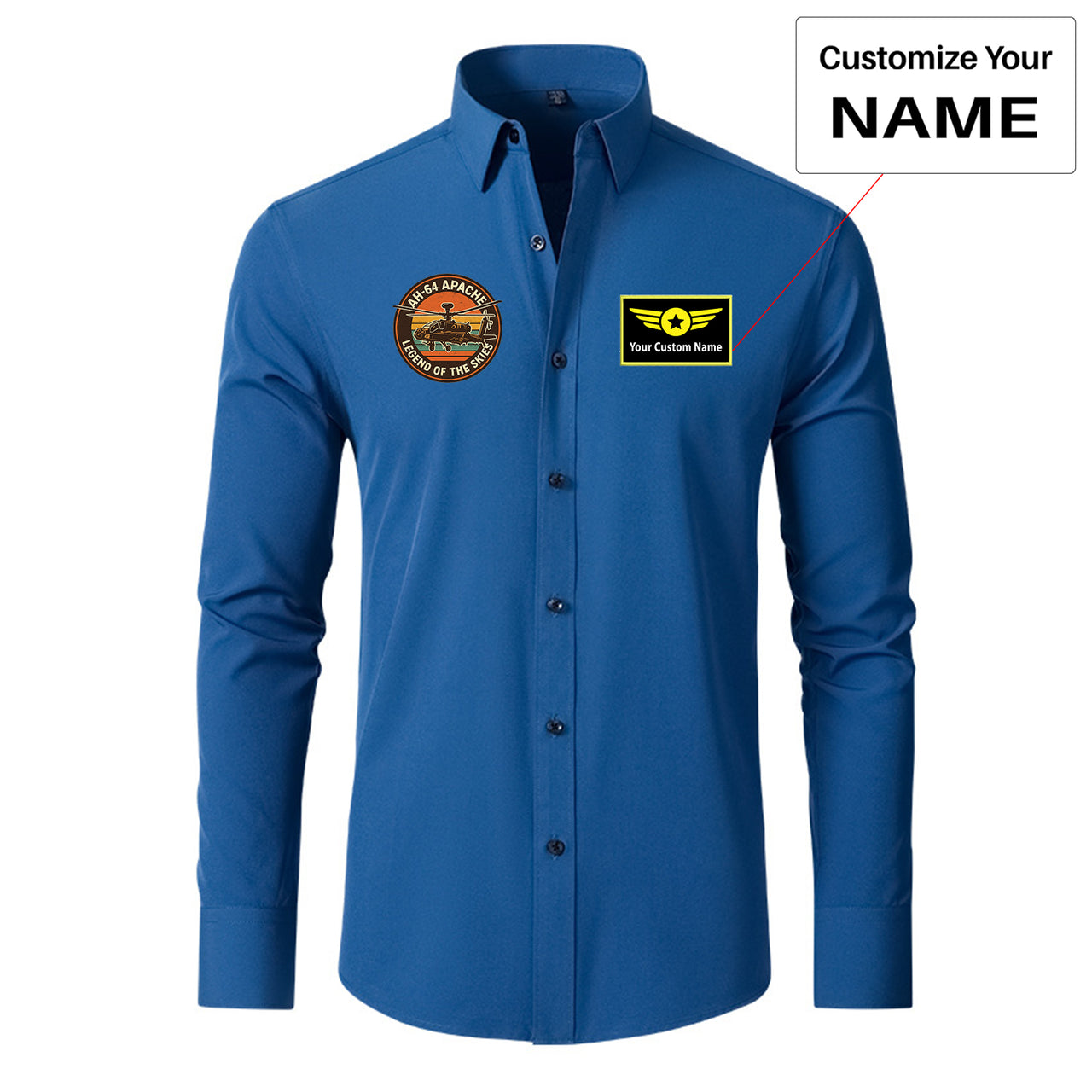 Retro Apache AH-64 Designed Long Sleeve Shirts