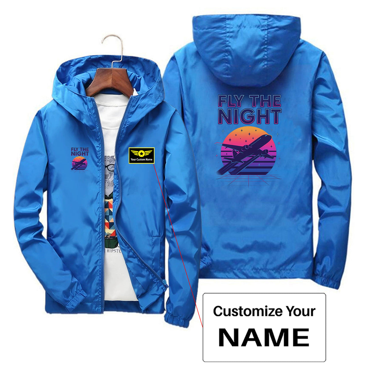 Fly The Night Designed Thin Windbreaker Jackets