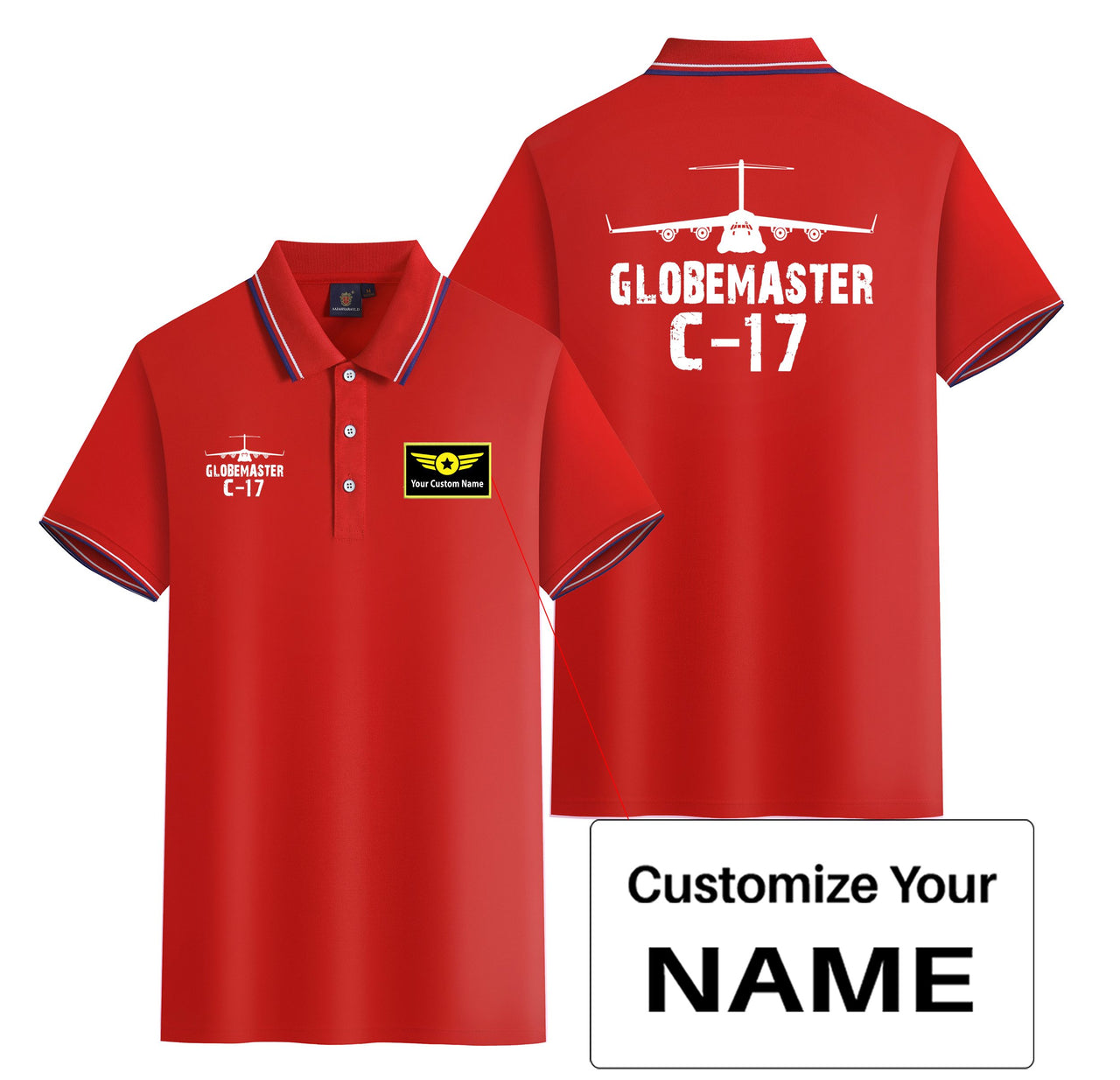 GlobeMaster C-17 & Plane Designed Stylish Polo T-Shirts (Double-Side)