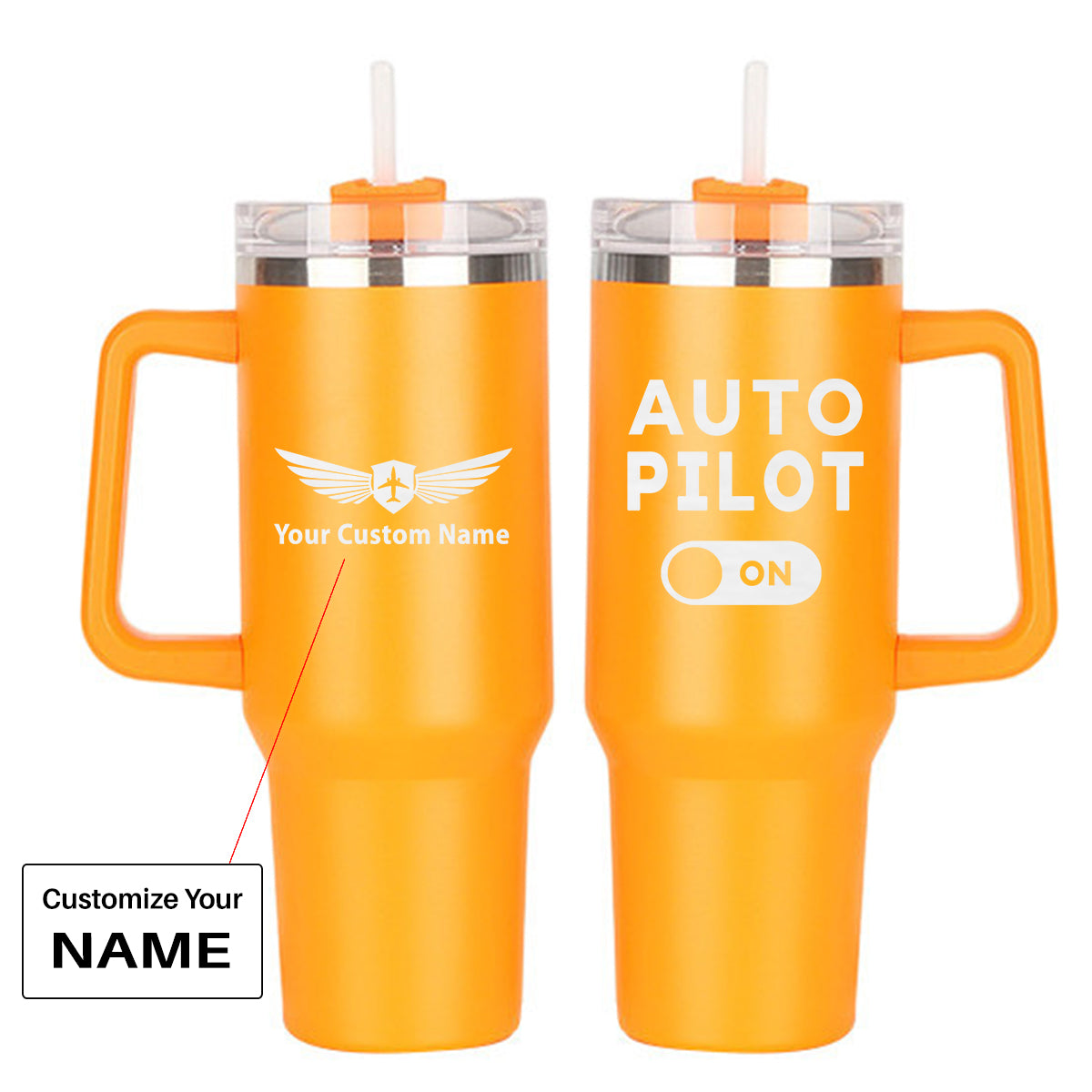 Auto Pilot ON Designed 40oz Stainless Steel Car Mug With Holder
