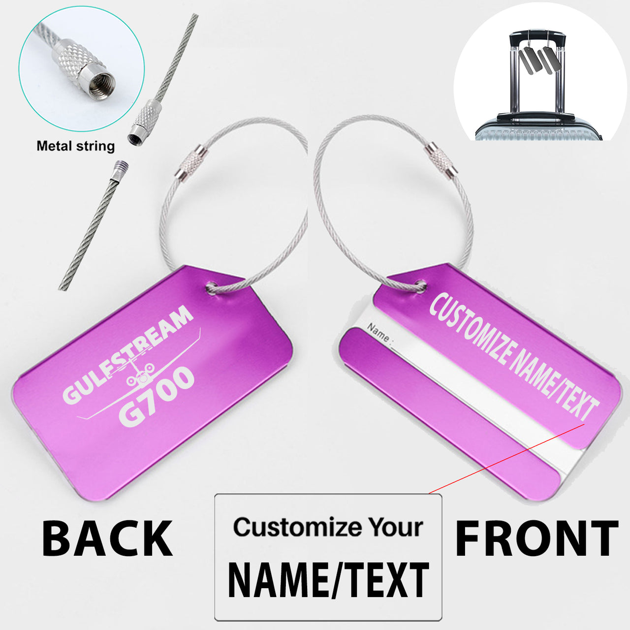 Amazing Gulfstream G700 Designed Fashion Metal Luggage Tags